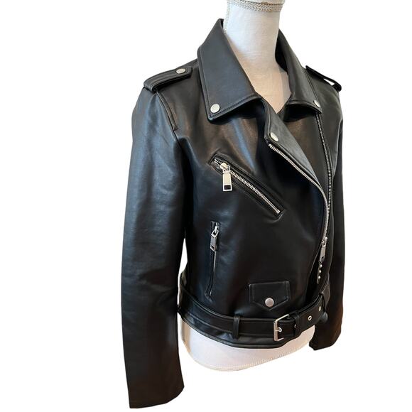 Rebecca Minkoff Moto jacket faux leather black M - Picture 4 of 8